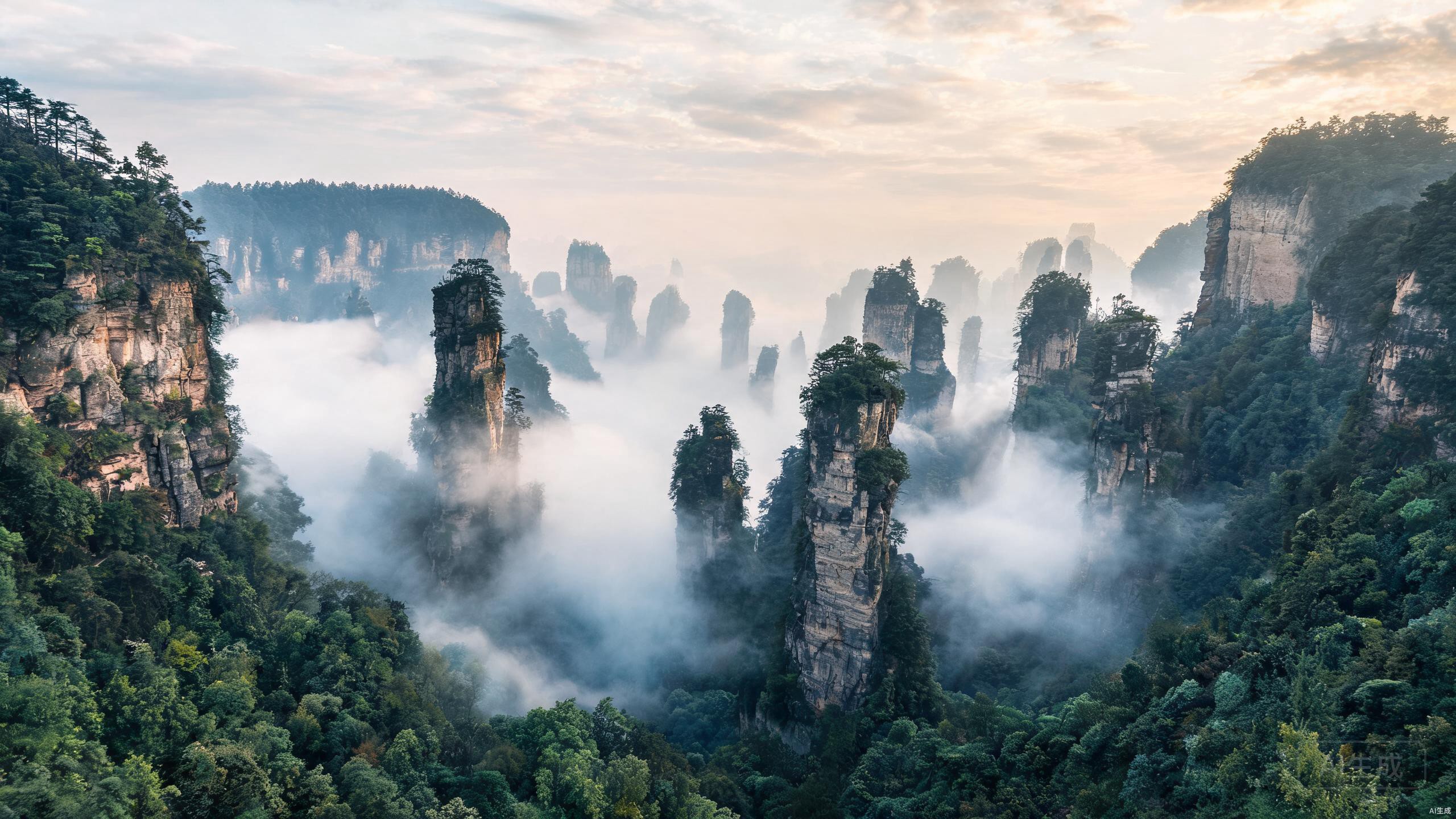 Zhangjiajie sandstone pillars and Avatar mountains